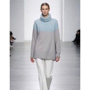 Nordstrom Signature Thick Funnel Neck Color Block Cashmere Sweater M